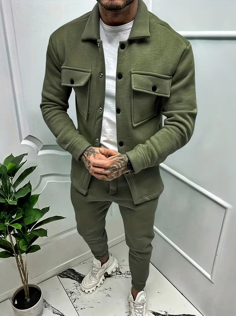 Men's Long-Sleeve Shirt Set Modern Style