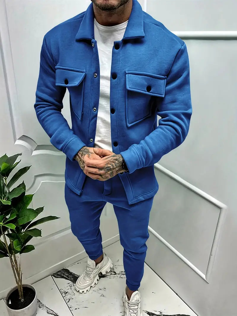 Men's Long-Sleeve Shirt Set Modern Style