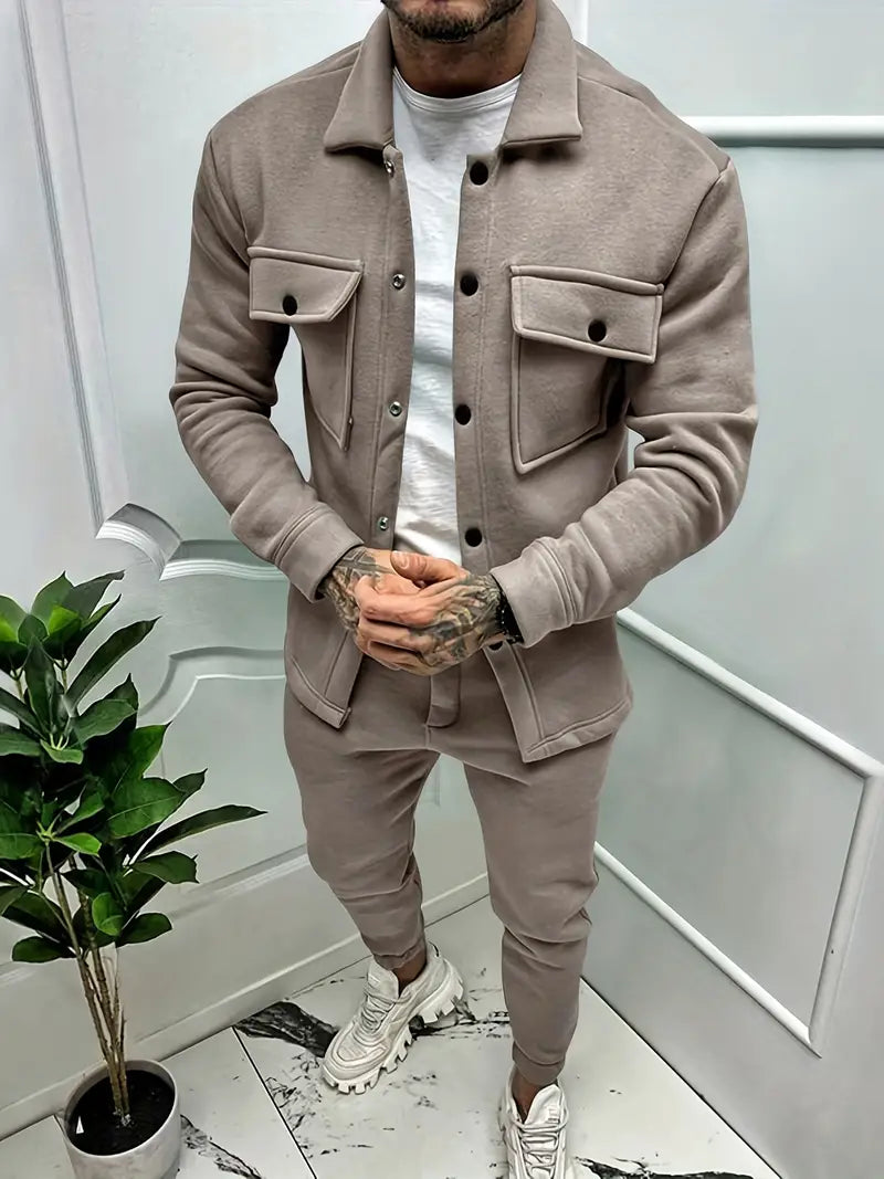 Men's Long-Sleeve Shirt Set Modern Style