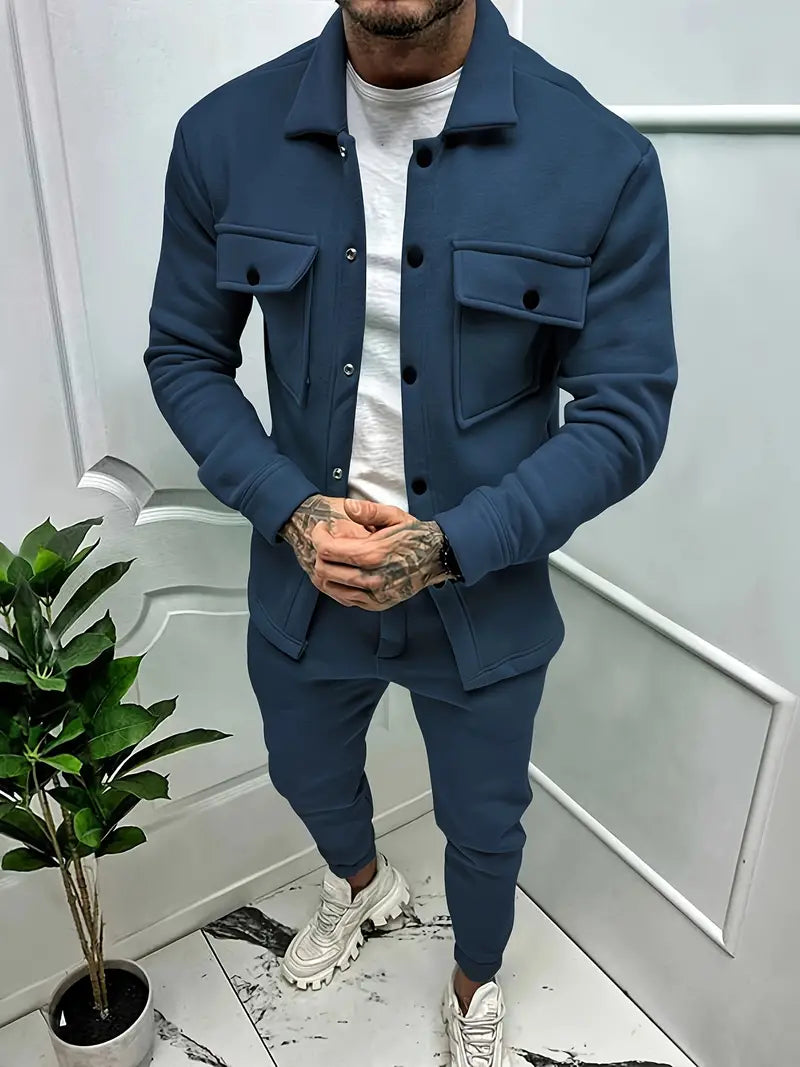 Men's Long-Sleeve Shirt Set Modern Style