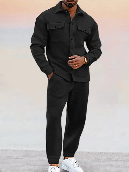 Casual 2-piece Set - Men's Overshirt with Trousers