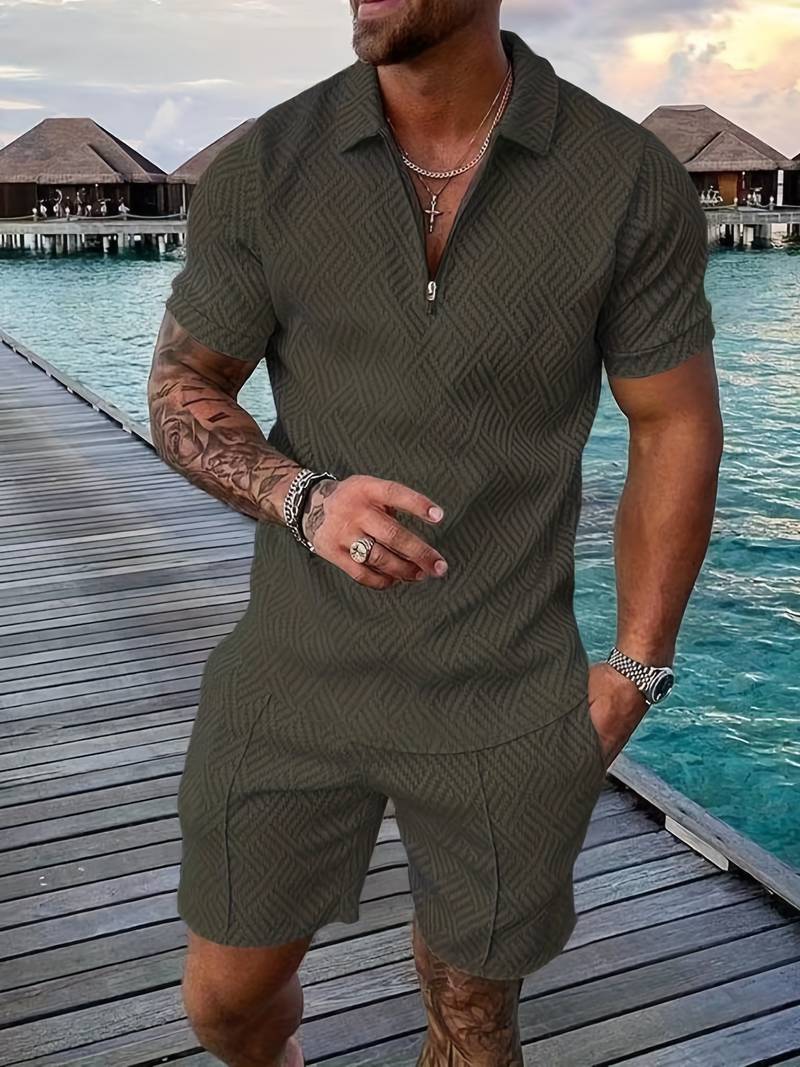 Men's Fashion Summer Shorts Set Short Sleeve