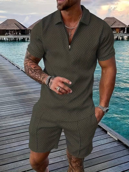 Men's Fashion Summer Shorts Set Short Sleeve