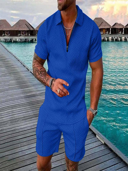 Men's Fashion Summer Shorts Set Short Sleeve