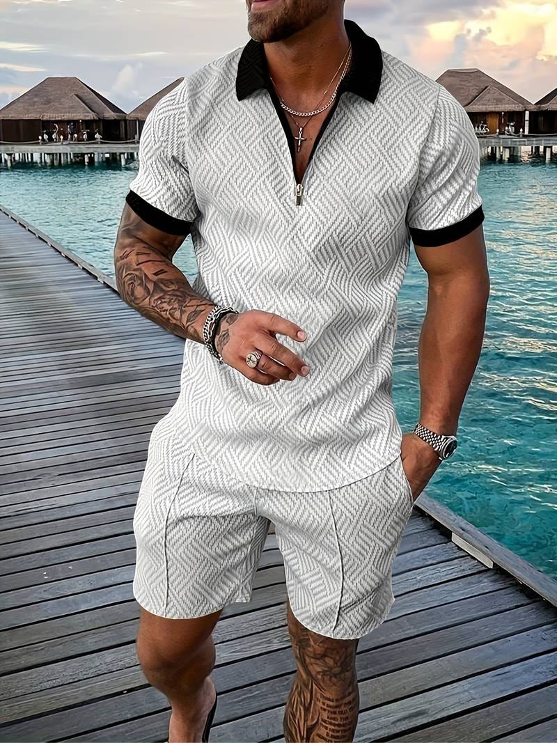 Men's Fashion Summer Shorts Set Short Sleeve