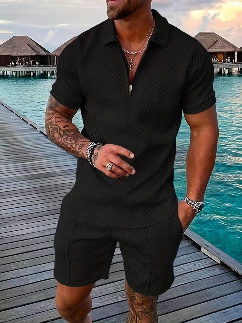 Men's Fashion Summer Shorts Set Short Sleeve