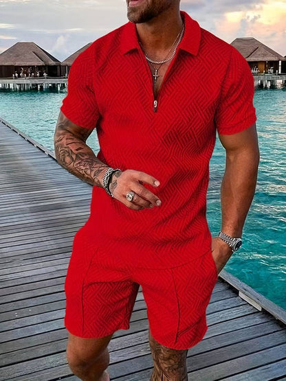 Men's Fashion Summer Shorts Set Short Sleeve