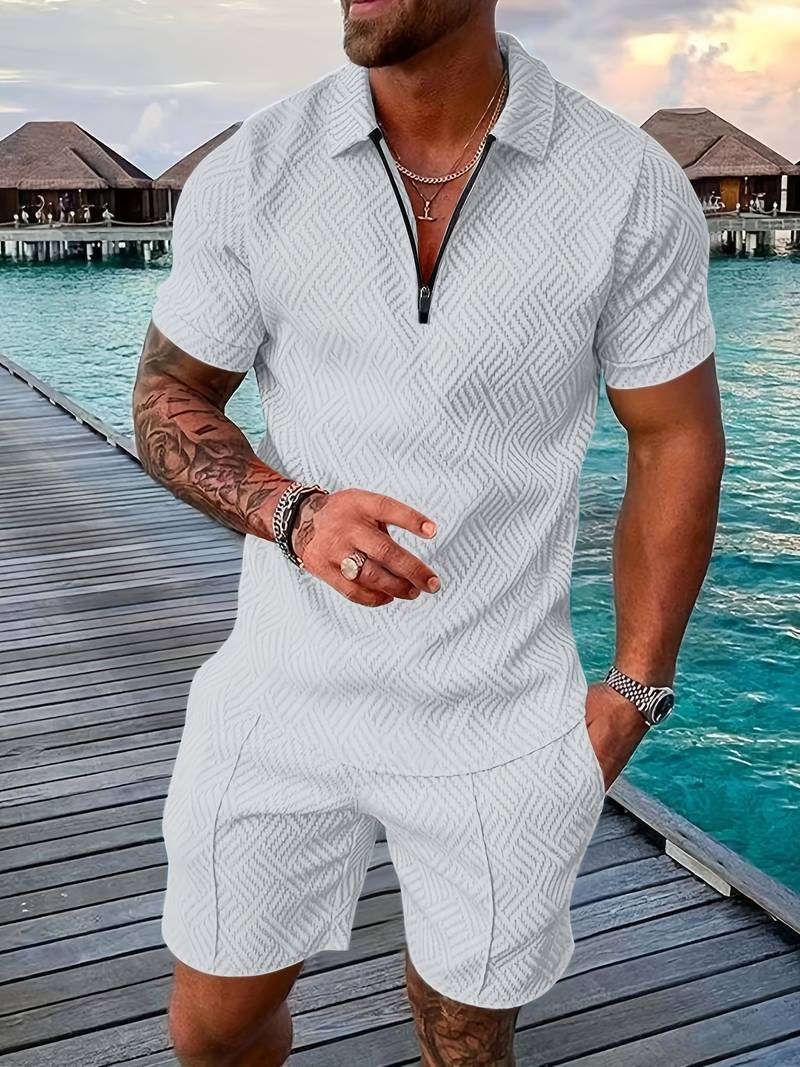 Men's Fashion Summer Shorts Set Short Sleeve