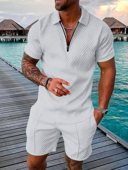 Men's Fashion Summer Shorts Set Short Sleeve