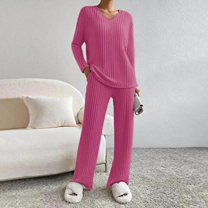 Bequemes Loungewear-Set Baumwolle V-Ausschnitt