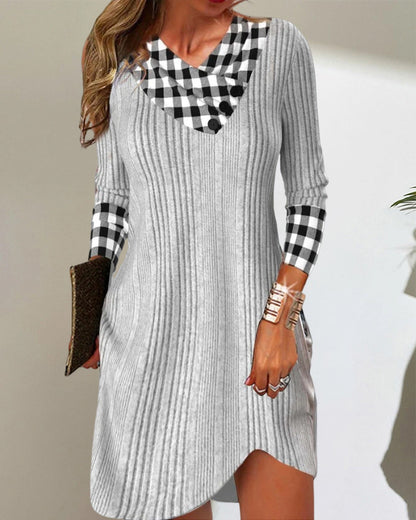 Frauenkleid V-Ausschnitt Bunt - IdealeKleiden