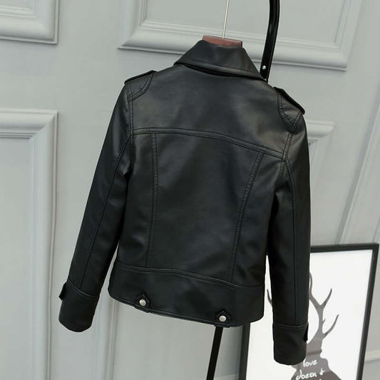 Damen Lederjacke Slim Fit Schlicht - IdealeKleiden
