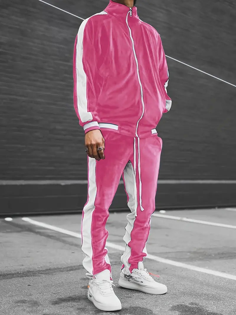 Men's Classic Velvet Tracksuit with Zipper