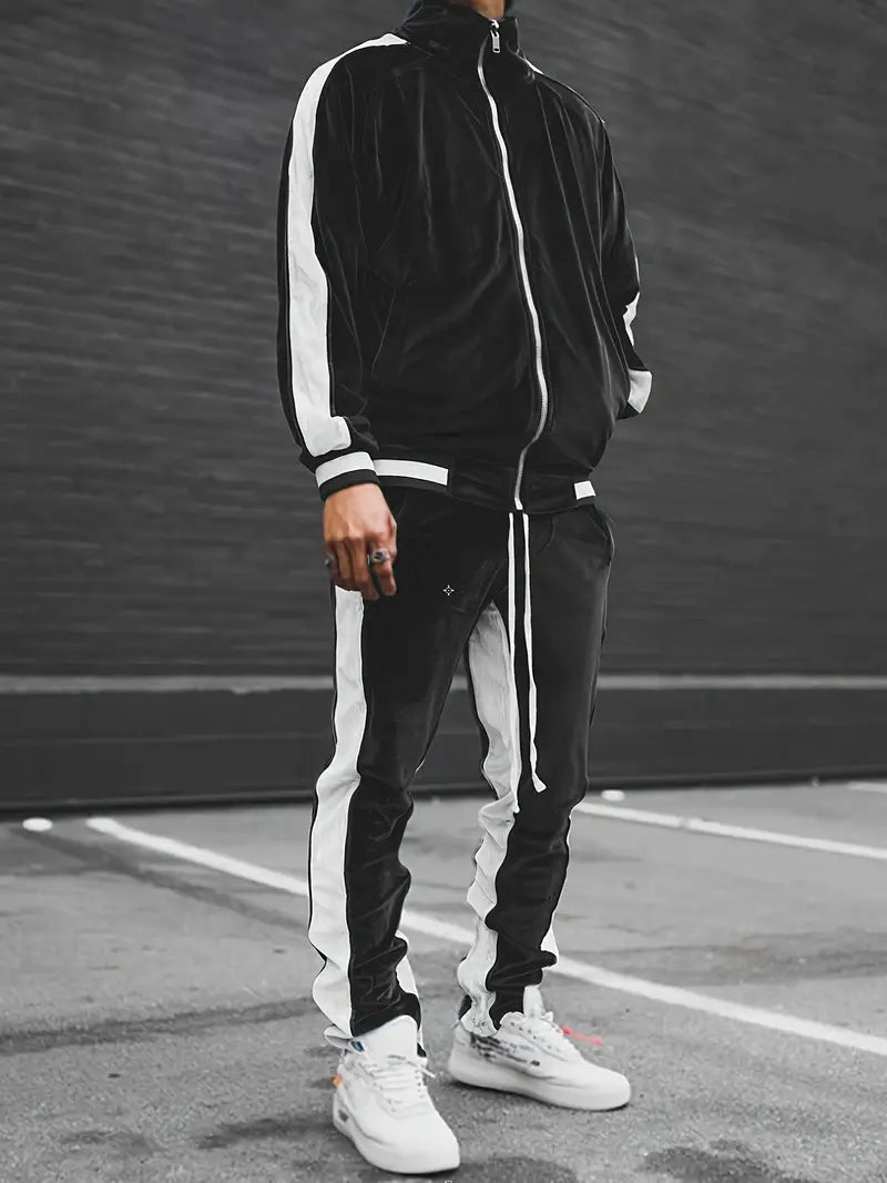 Men's Classic Velvet Tracksuit with Zipper