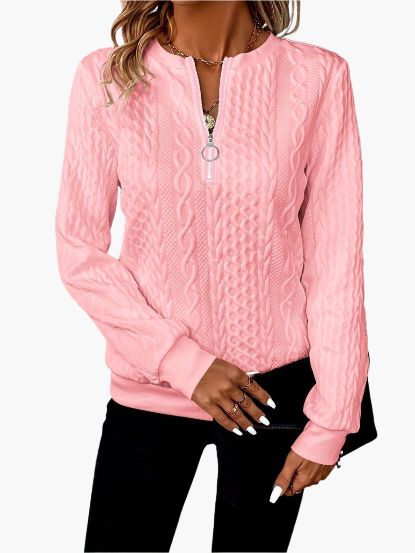 Men's Cable Knit Jumper Zipper