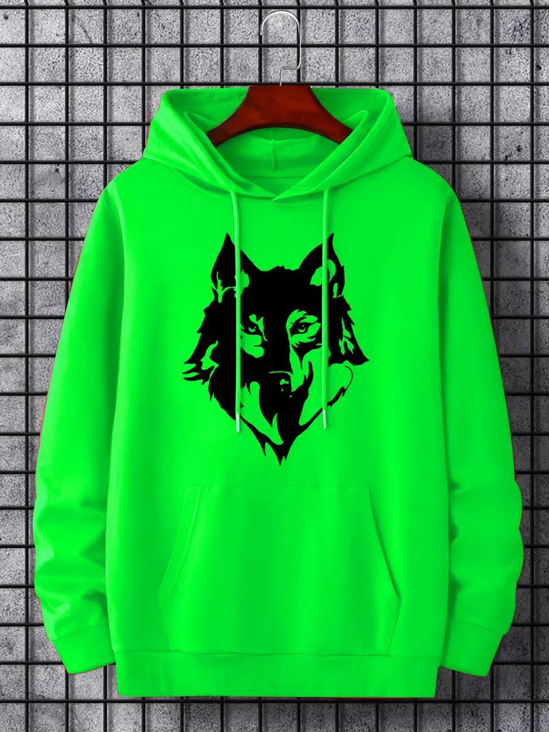 Men's Hoodie Wolf Pattern Trendy
