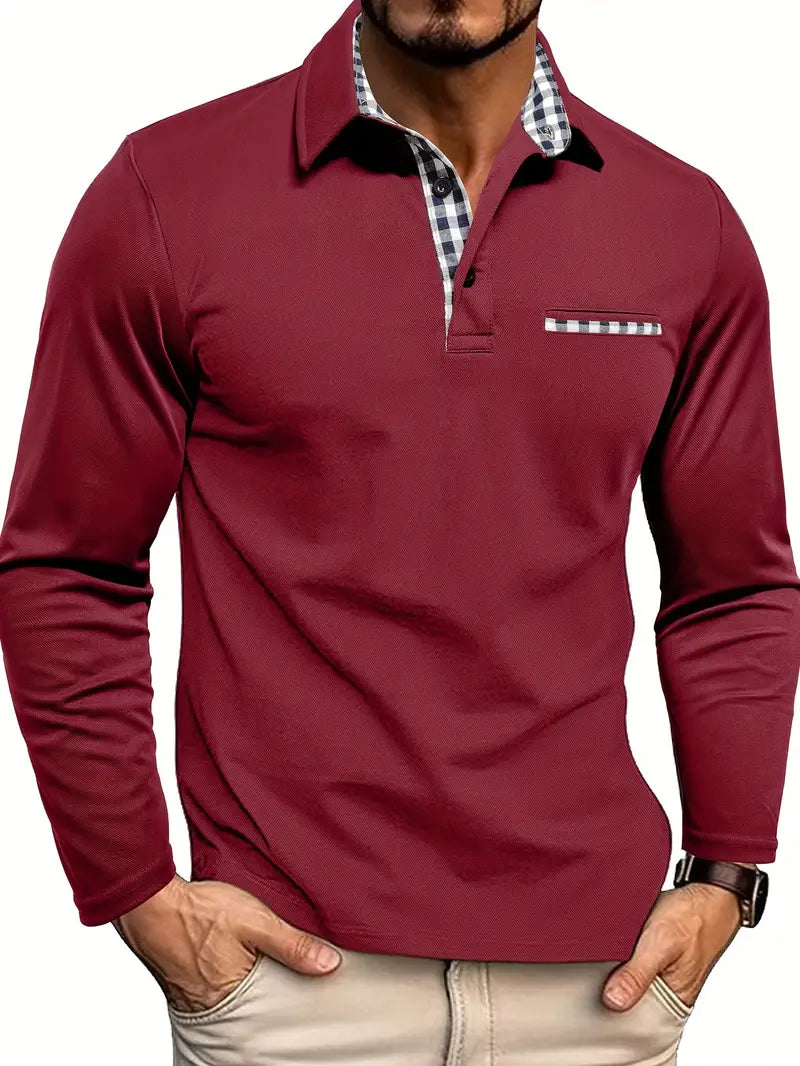 Men's Long-Sleeve Polo Shirt Comfortable Quality