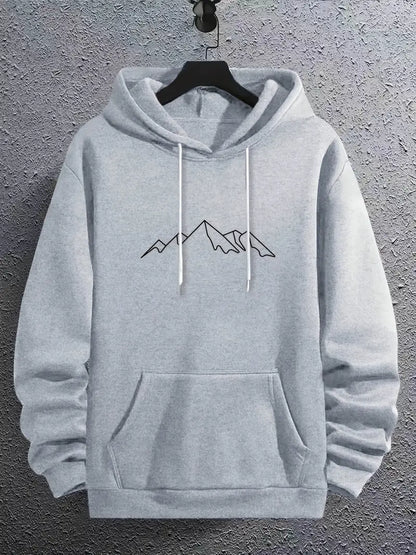 Men's Hoodie Mountain Motif Trendy
