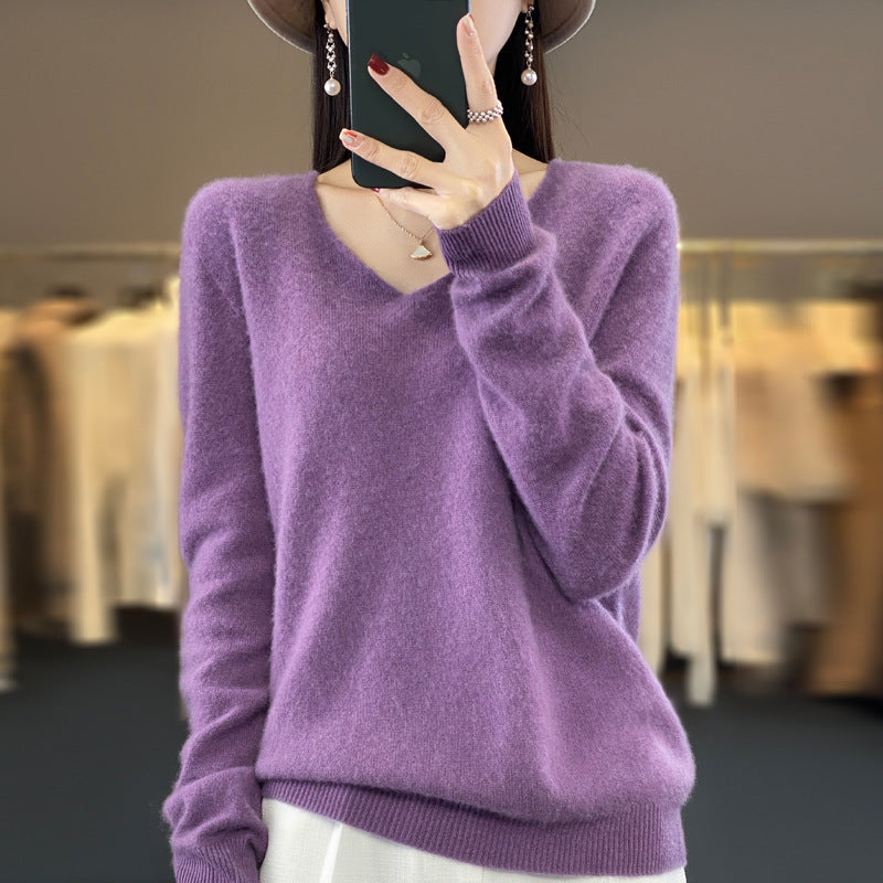 Comfortable Women's V-Neck Warm Winter Sweater