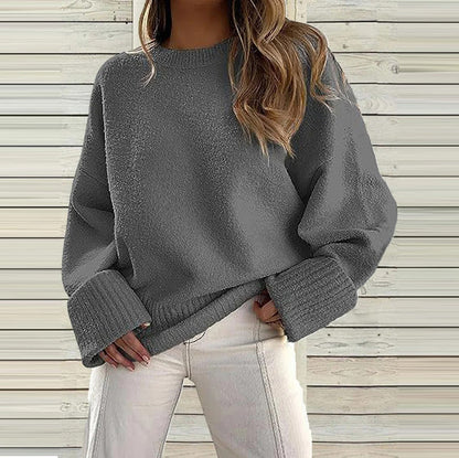 Women's plain round-neck jumper