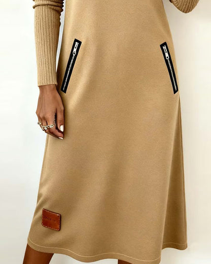 Elegante Damenkleid Reverskragen Shift Dress - IdealeKleiden