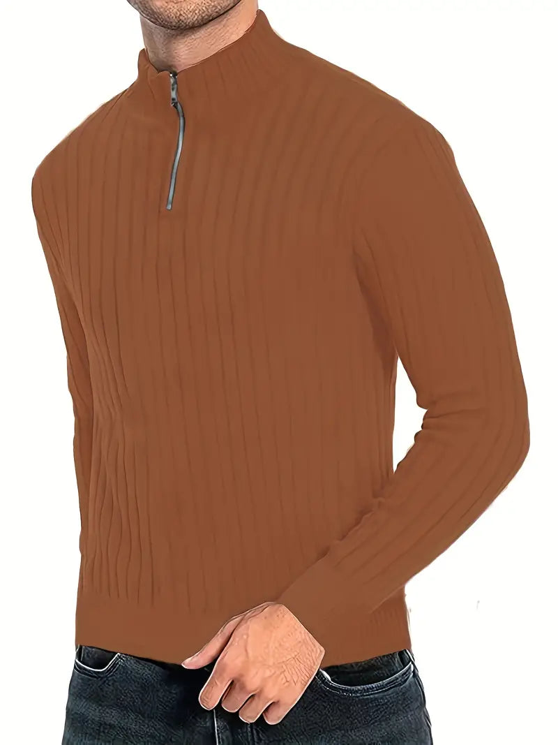 Men's Modern Quarter-Zip Roll Neck Sweater