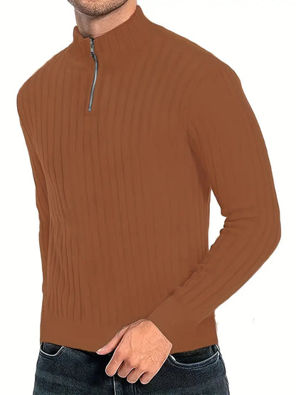 Men's Modern Quarter-Zip Roll Neck Sweater
