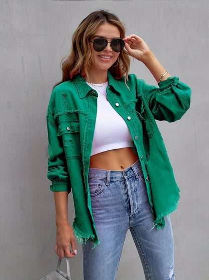 Ripped Denim Jacket Oversized Style