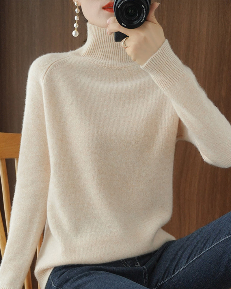 Eleganter Einfarbiger Pullover Langarm - IdealeKleiden
