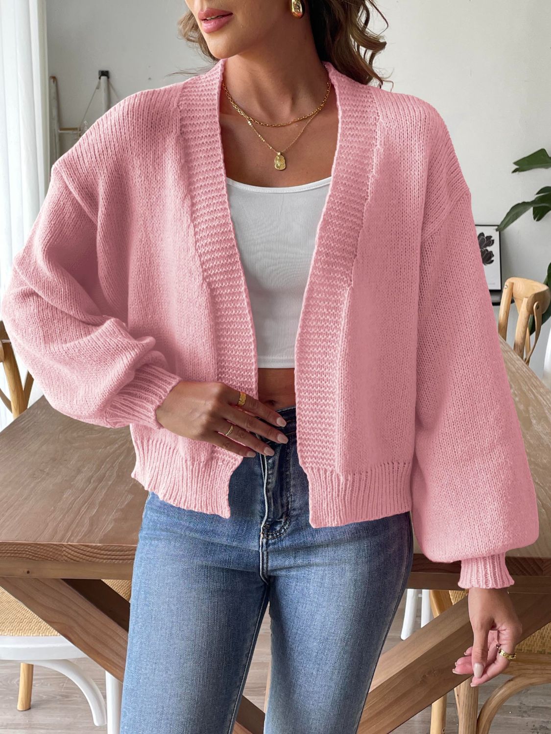 Elegant Cardigan for Women Long Sleeve Open