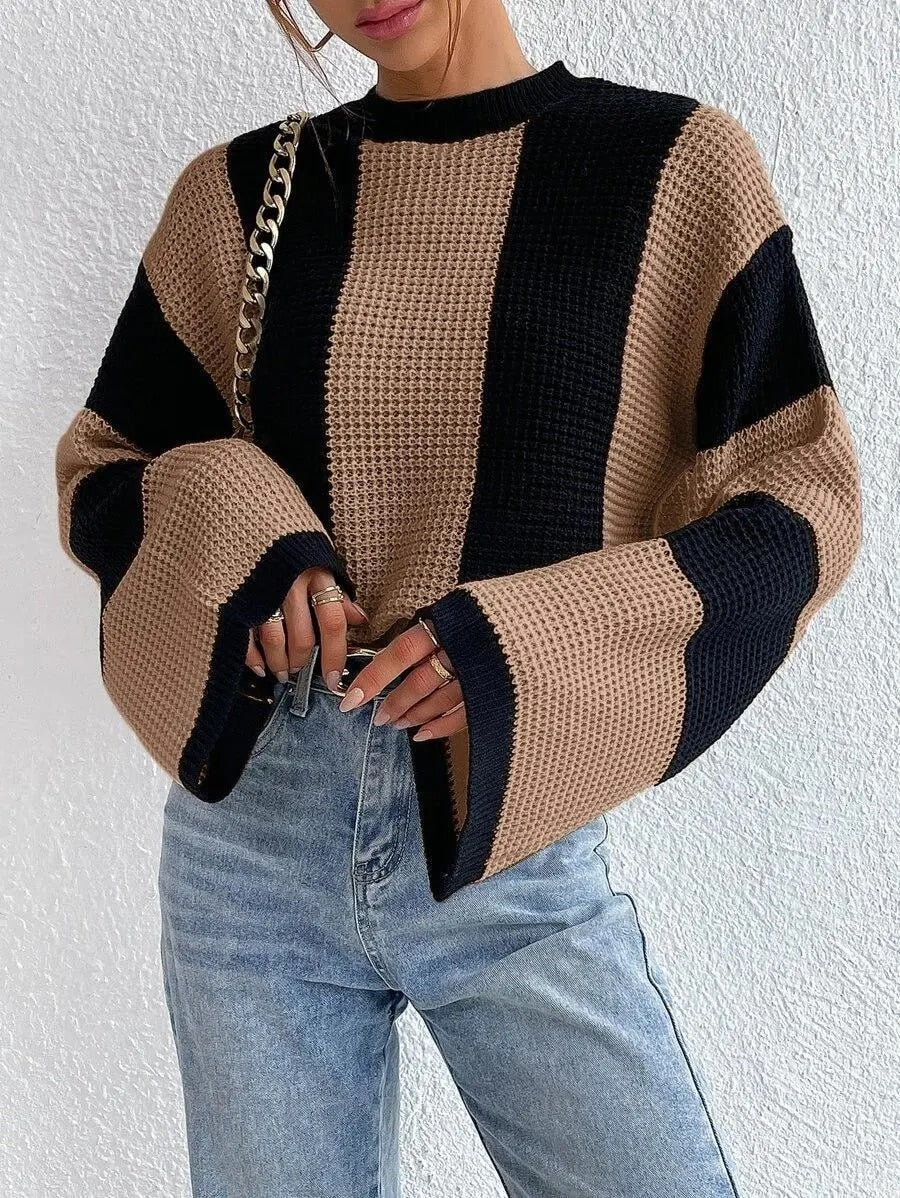 Modern Two-Tone Sweater Wide Sleeves