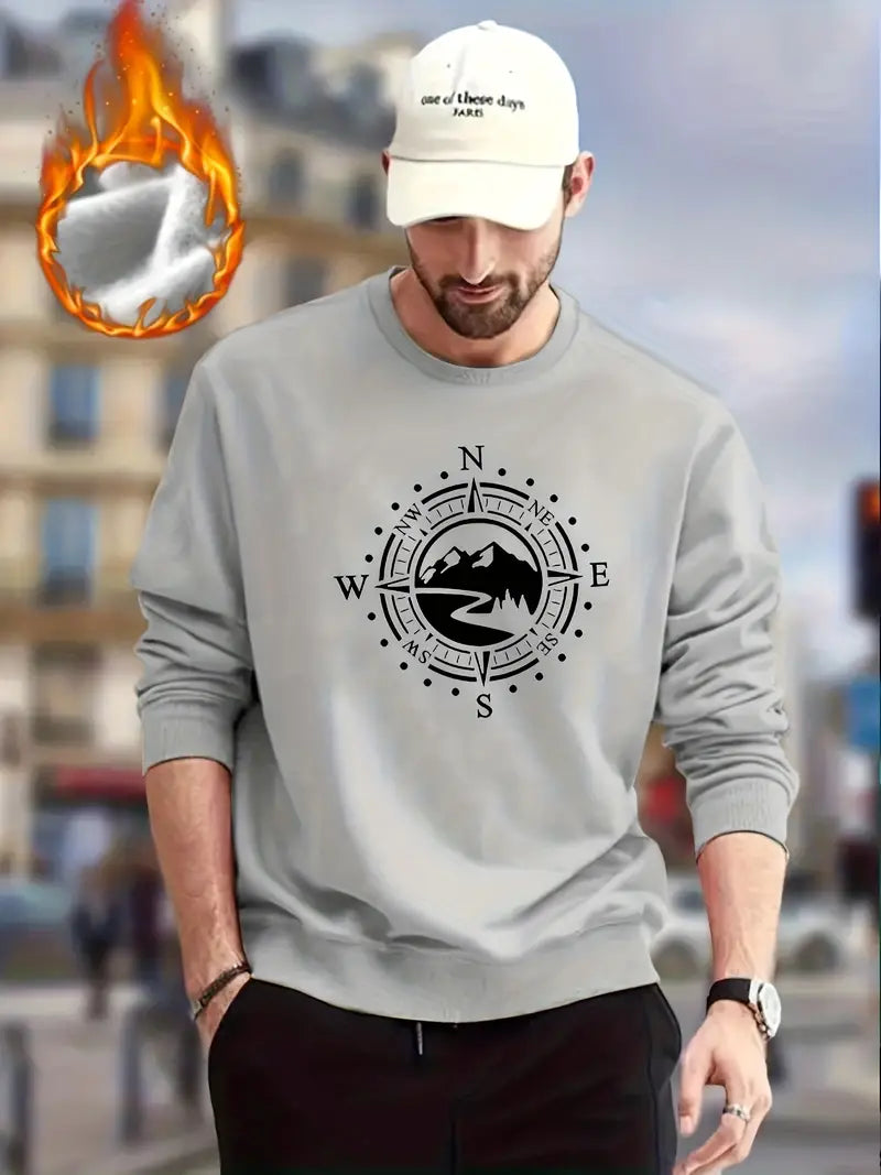 Men's Sweater Compass Pattern Trendy