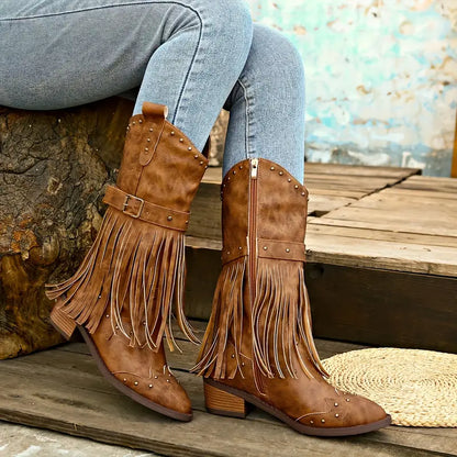 Women's Western Boots Vintage Look Tassel