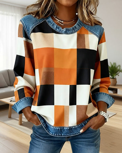 Fashionable Plaid Dress Colorful Patchwork