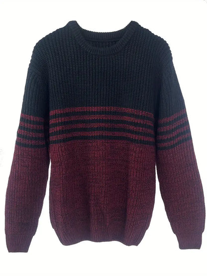 Fashionable Striped Round Neck Sweater