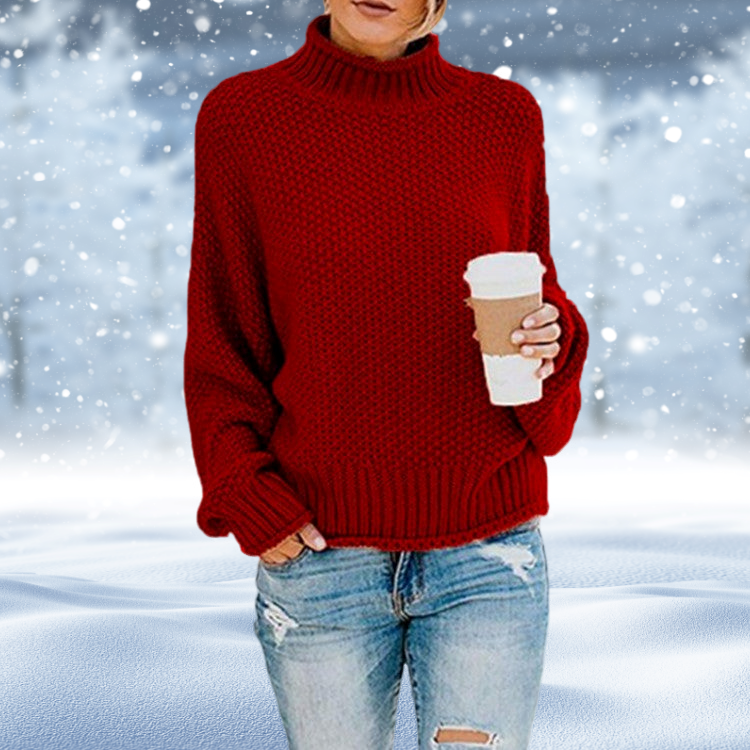 Dickes Winterkleid | Rollkragen Pullover Wärmer Damen