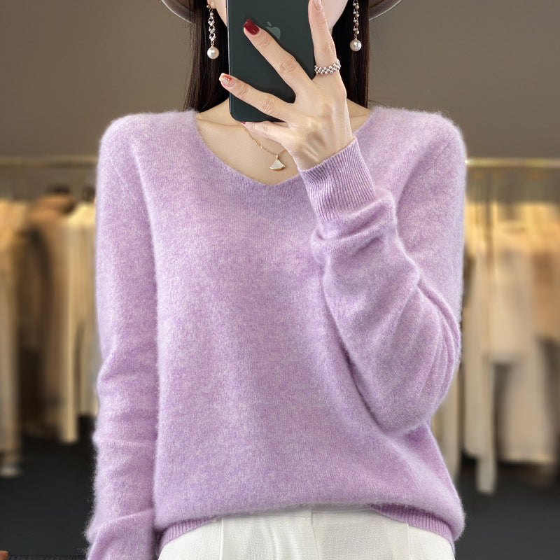 Comfortable Women's V-Neck Warm Winter Sweater