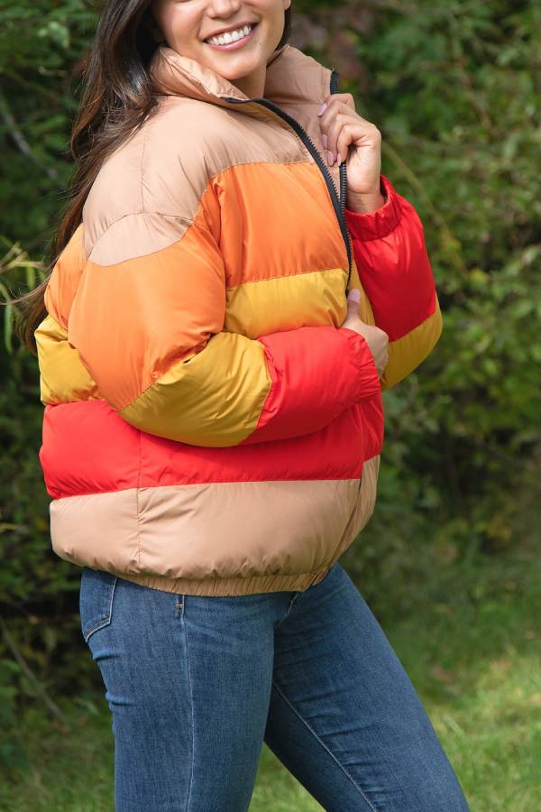 Women's Puffer Coat Sun Color Block