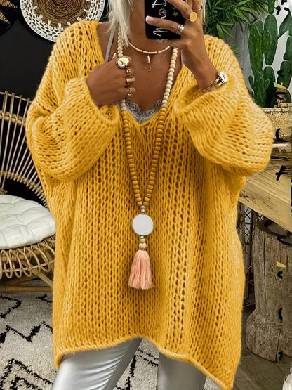 Autumn Knitted V-Neck Sweater for Women