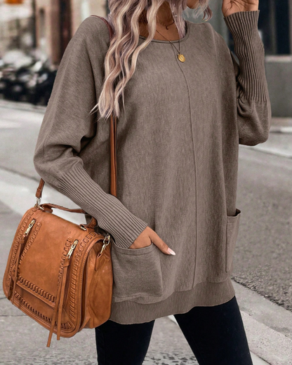 Modisches Kleid mit weitem Schnitt und Taschen - IdealeKleiden