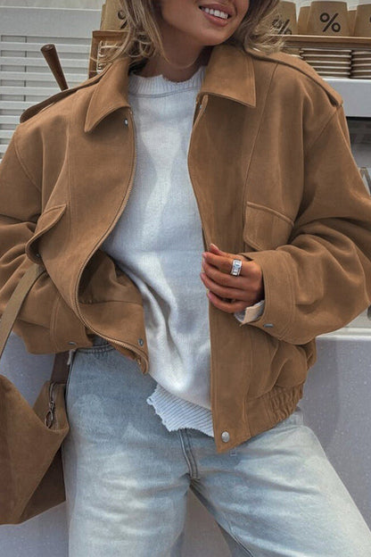 Comfortable casual jacket with zip and long sleeves