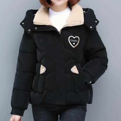 Stylish women's winter coat with hood