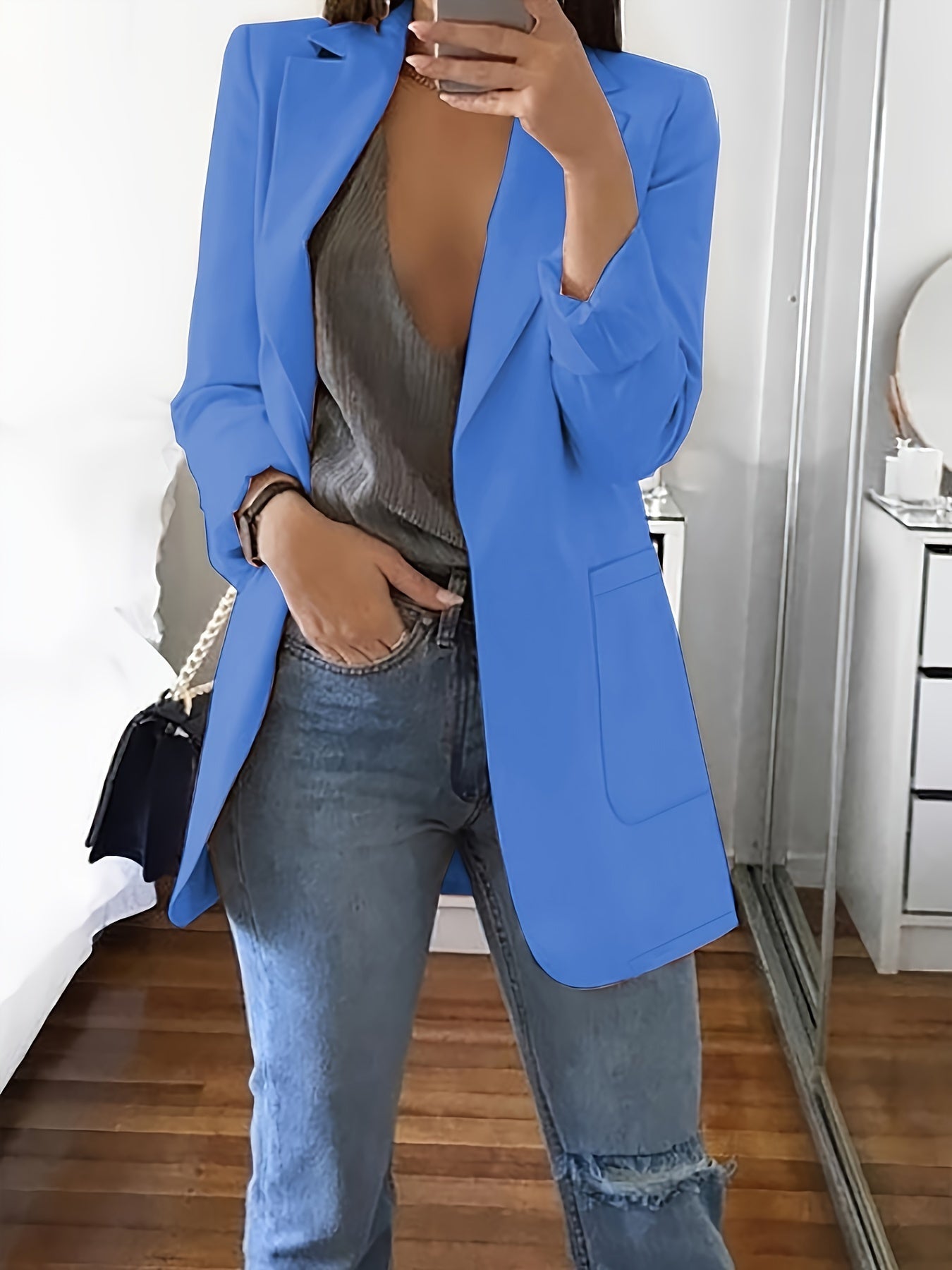 Elegant Women's Blazer Long Modern Business