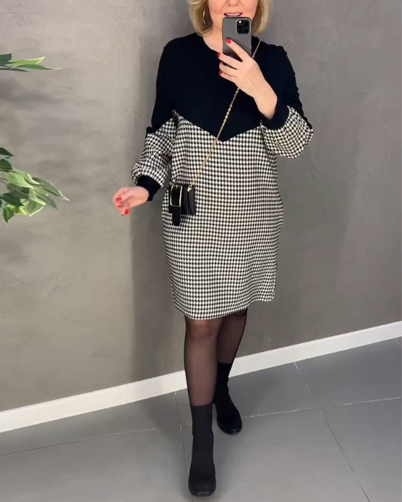Modern Plaid Dress Color Block Design