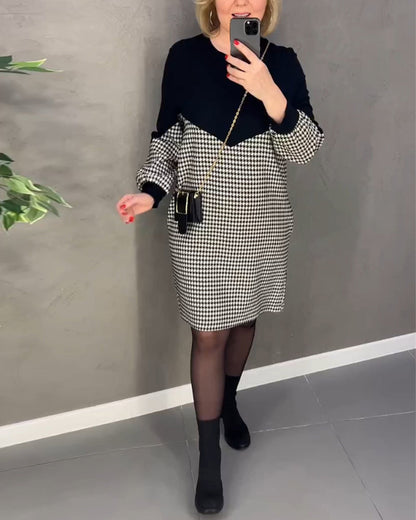 Modern Plaid Dress Color Block Design