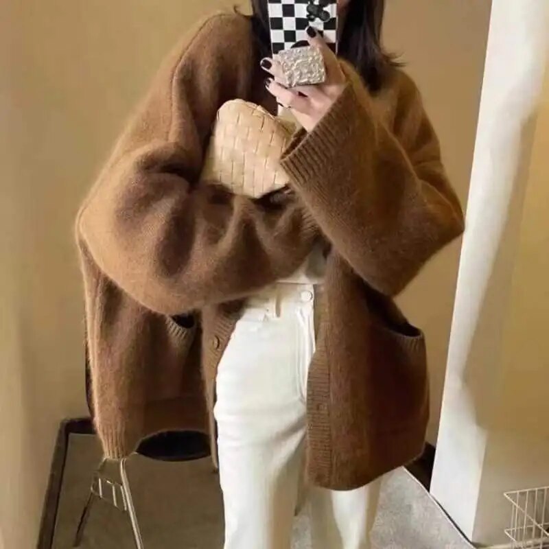 Stilvoller Cardigan mit Knöpfen Damen - IdealeKleiden