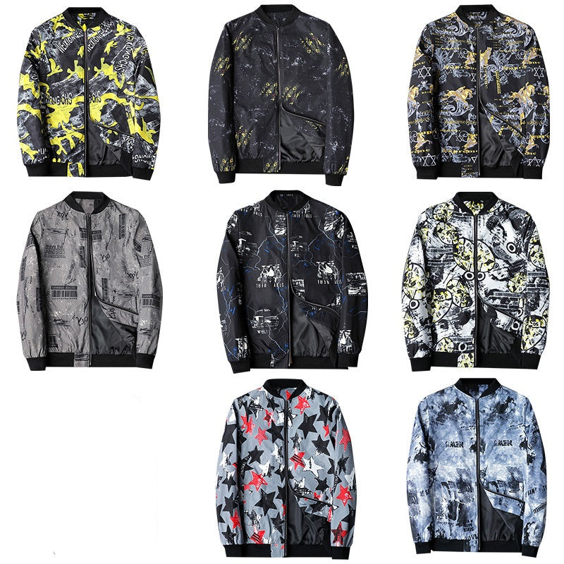 Stylische Herren Bomberjacke Abstrakt Design - IdealeKleiden