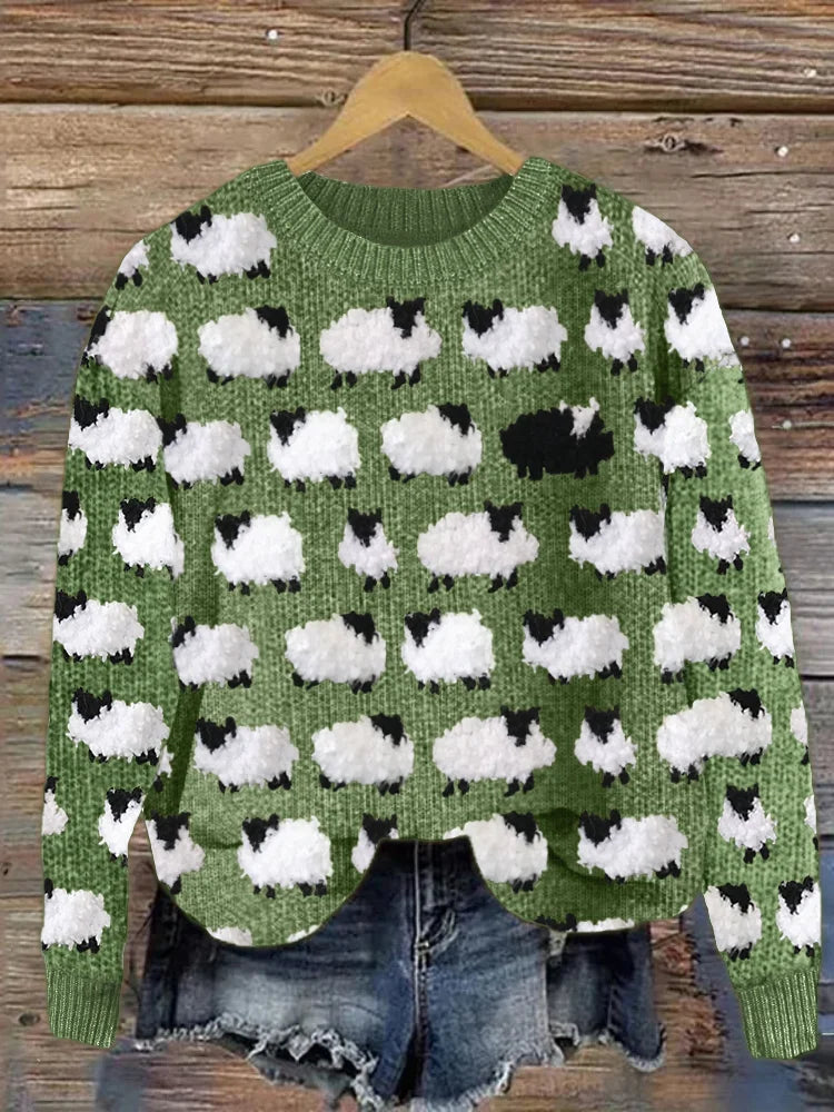 Damen Wollpullover Schaf-Design Weich - IdealeKleiden