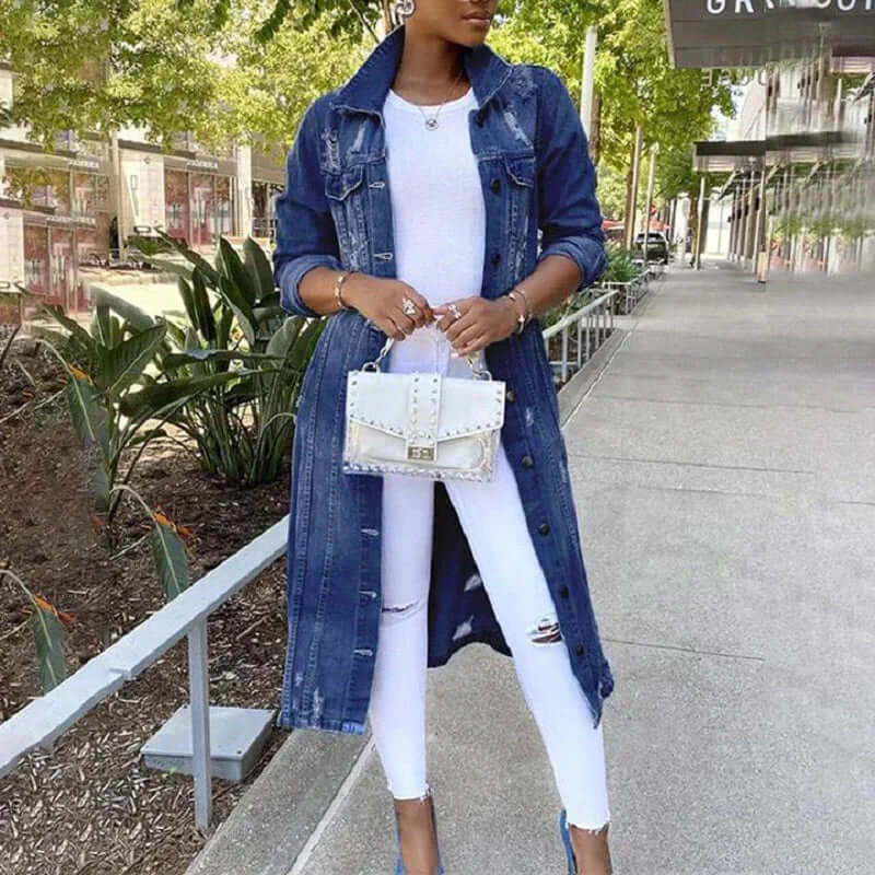 Modern Denim Trench Coat Relaxed Fit Women's shoes not included, only:
Trench Coat Denim Elegant Relaxed Fit