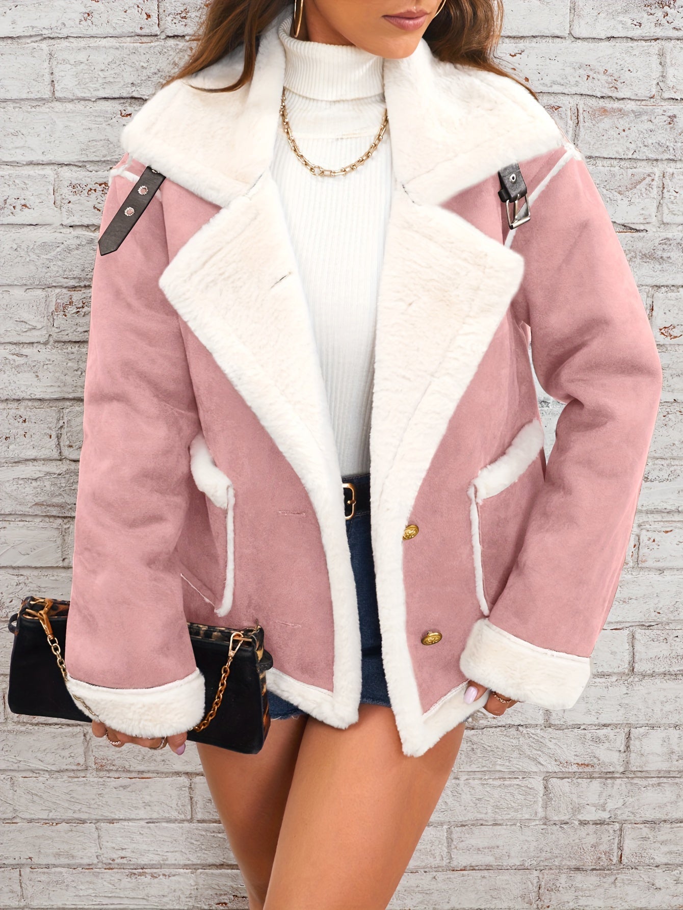 Women's Winter Jacket Sheepskin Collar Warm